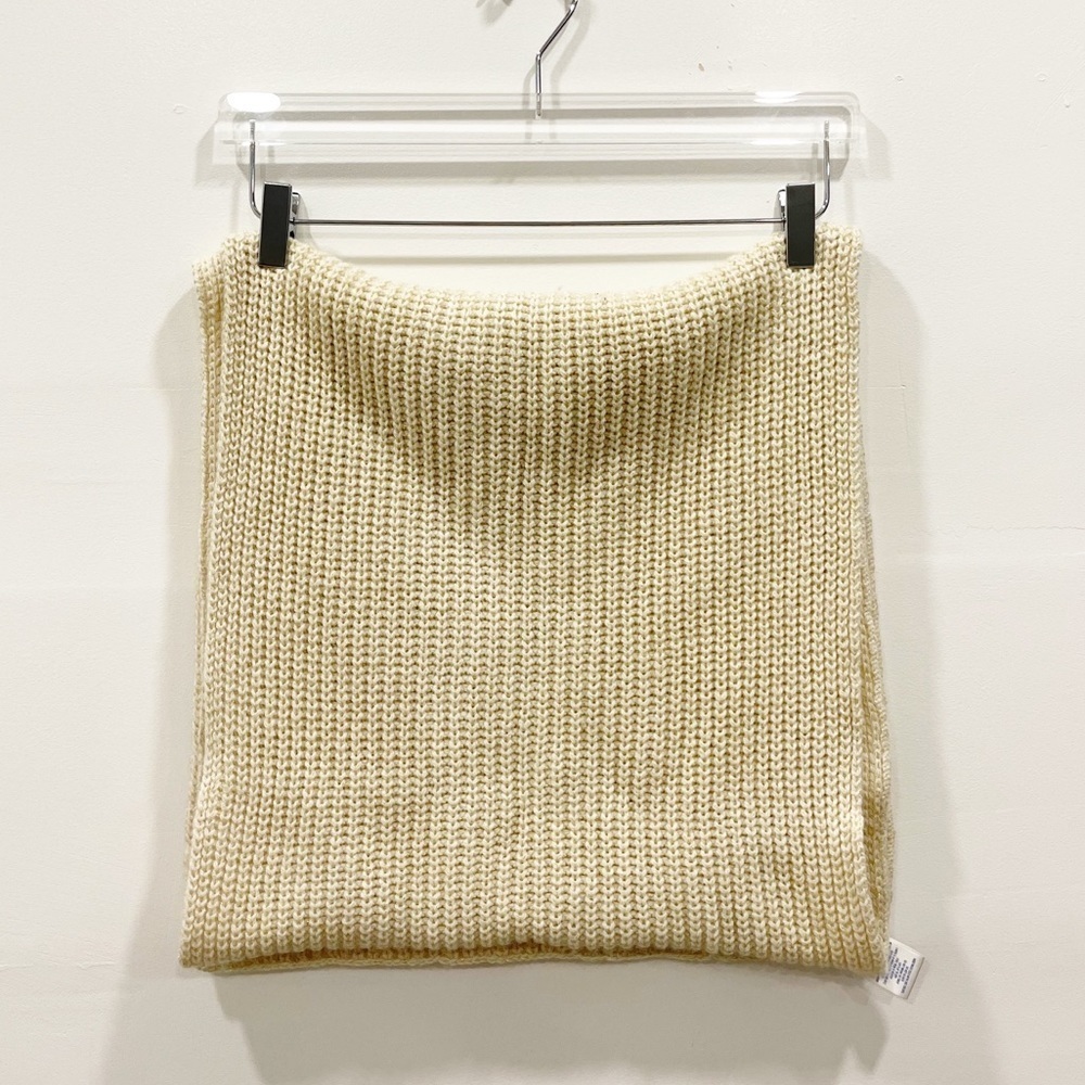 Aerie Chunky Cable Knit Large Scarf Cream Gold Metallic Long Cozy
